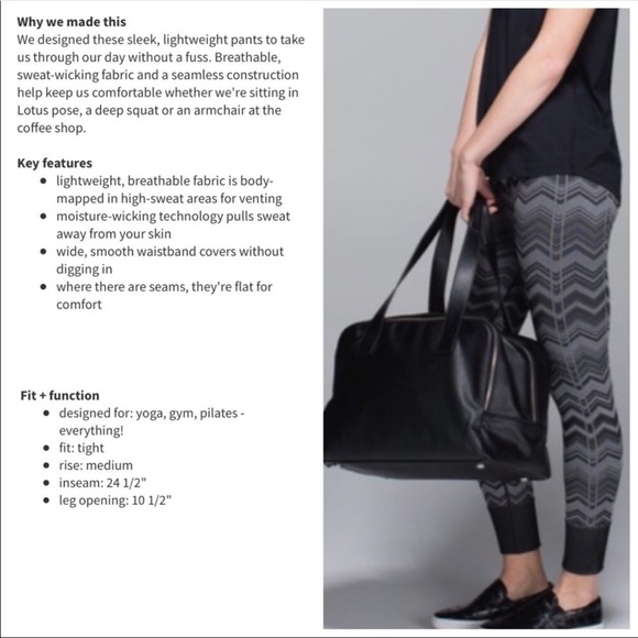 Lululemon ebb to street leggings black gray chevron size 6 - Picture 2 of 11
